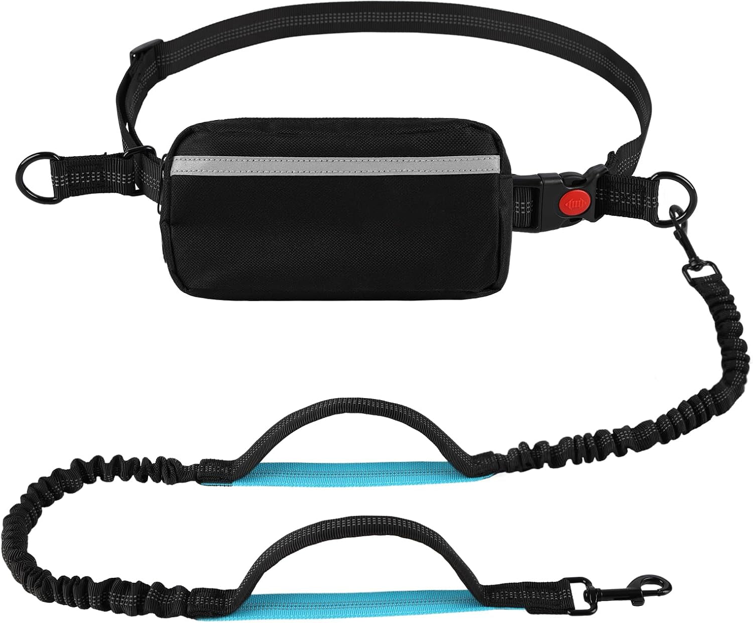 Hands-Free Bungee Dog Leash for Large Dogs, Waist Leash for Dog Walking | Zippered Storage Pouch, Double Padded Handles, Heavy-Duty Bungee Cord, Ideal for Walking, Jogging & Running