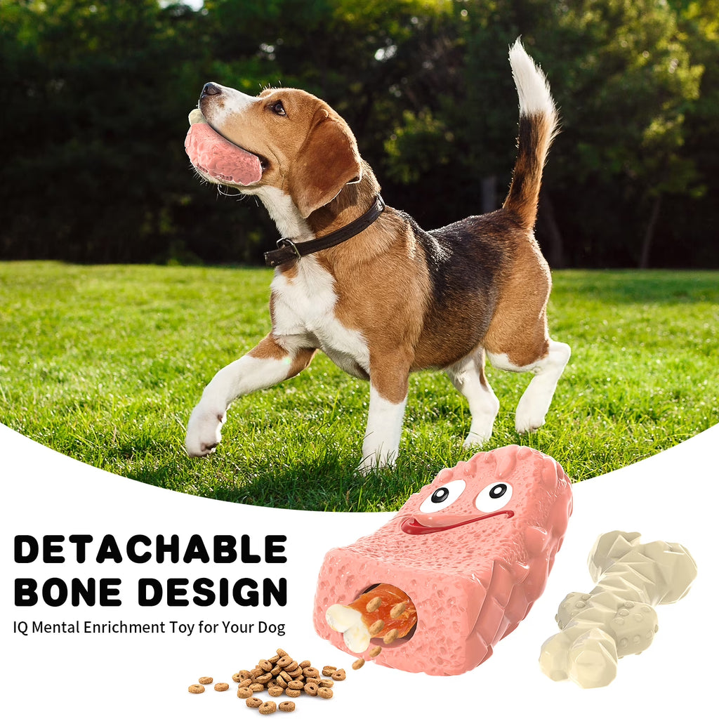 Dog Toys for Aggressive Chewers, Dog Chew Toys, Treat Dispensing Dog Puzzle Toys - Pink