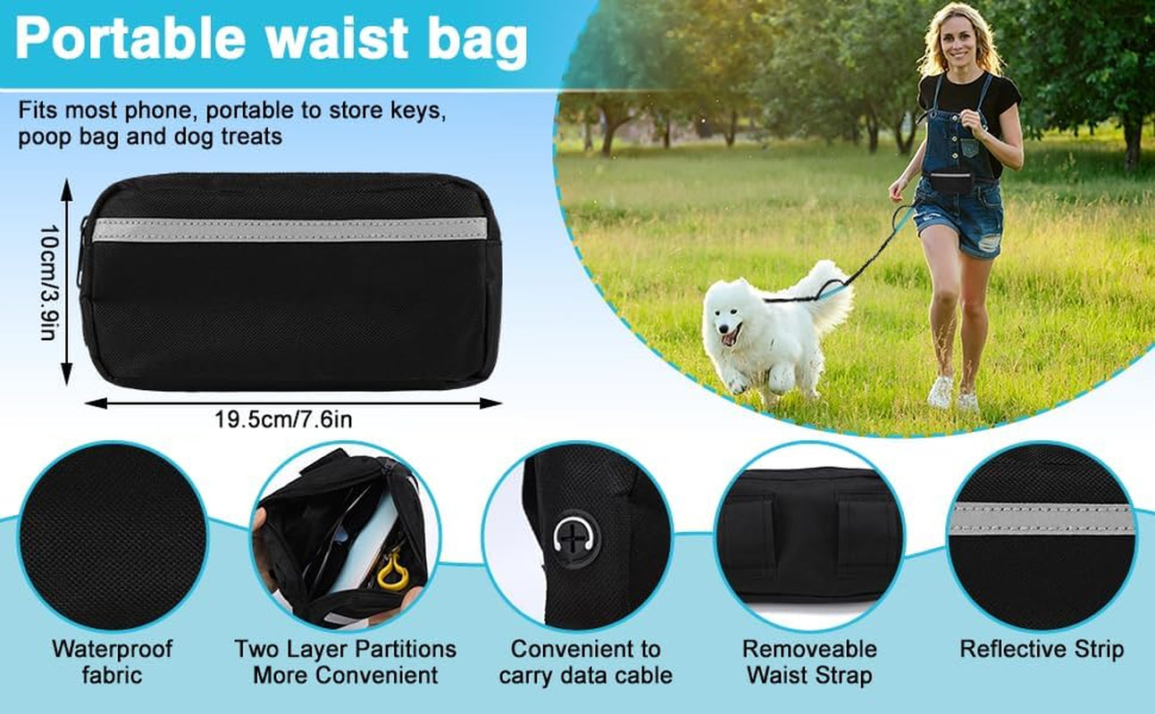 Hands-Free Bungee Dog Leash for Large Dogs, Waist Leash for Dog Walking | Zippered Storage Pouch, Double Padded Handles, Heavy-Duty Bungee Cord, Ideal for Walking, Jogging & Running