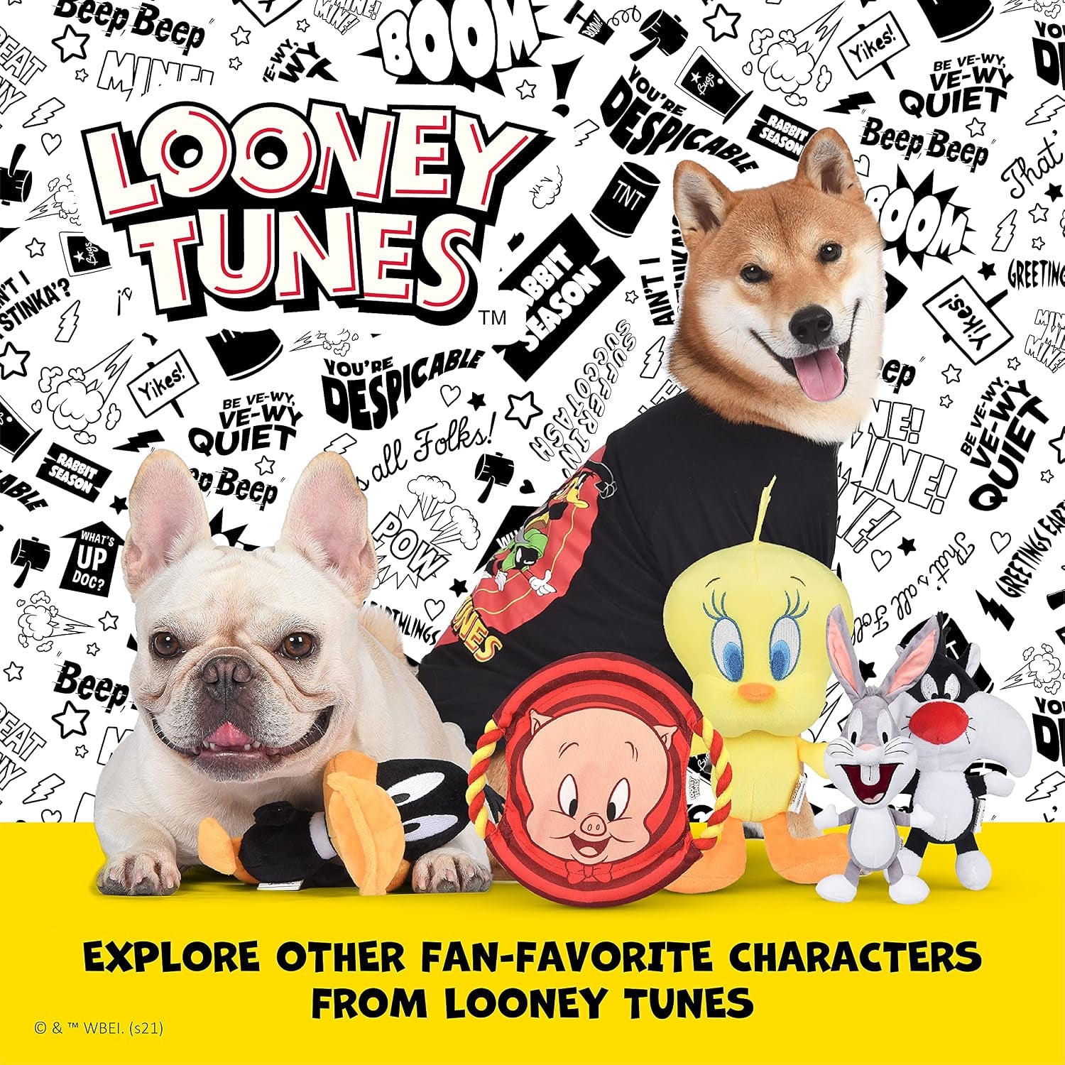Warner Bros Looney Tunes Toys for Dogs | 6 Inch Daffy Duck Big Head Plush Dog Toy | Daffy Duck Plush Toys for All Dogs | Dog Chew Toy for Medium Dogs