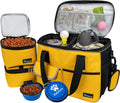 Petami Dog Travel Bag Organizer, Pet Supplies Diaper Tote, Yellow Medium | Pet Travel Kit with 2 Food Containers & 2 Collapsible Dog Bowls, Luggage Sleeve, Weekend Getaway Road Trip Camping Essentials