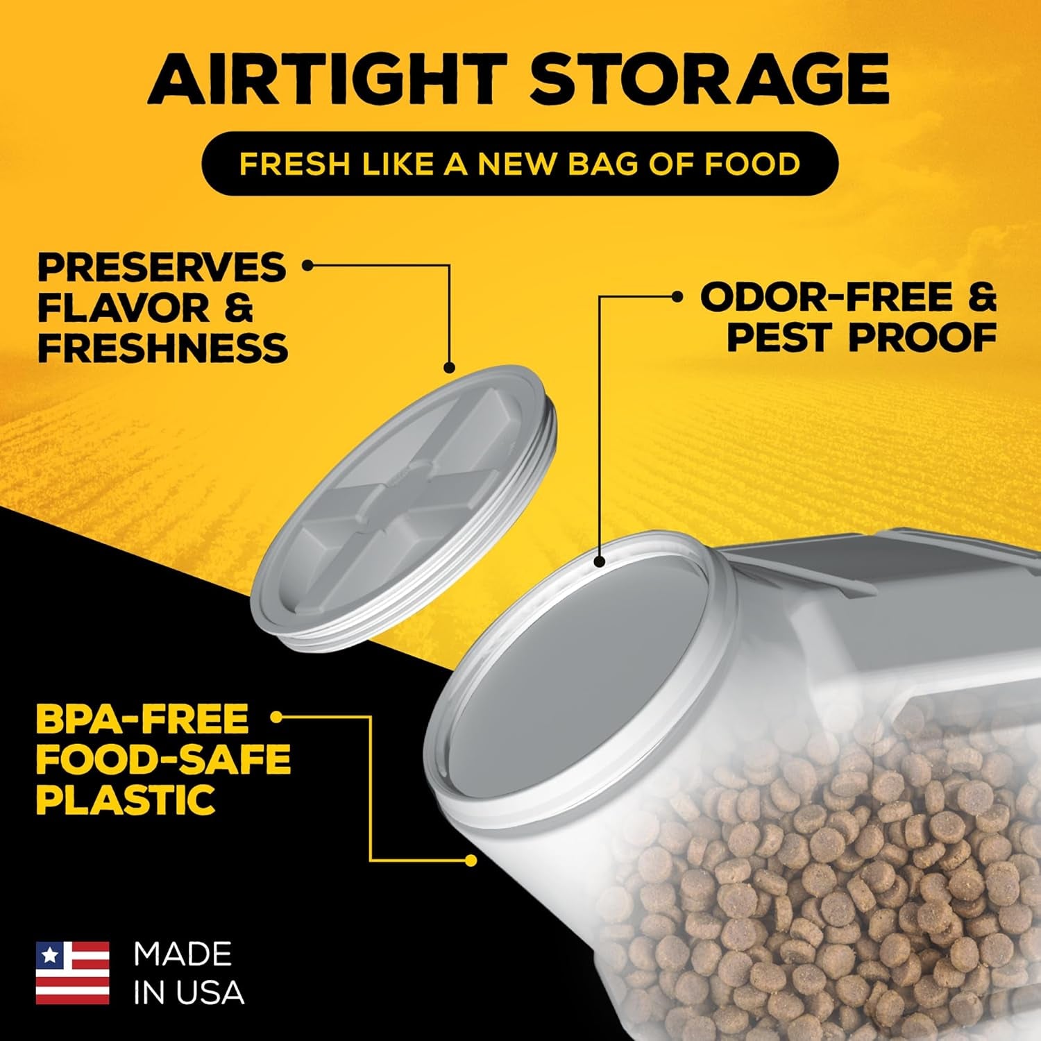 Vittles Vault Pet Food Storage Containers - Sealed Dog and Cat Food Storage Container, Fits up to 80Lbs, Made in the USA - [14" L X 28" H] | Made in USA, 14 Inch Long by 28 Inch Tall, Airtight Lid Keeps Kibble Fresh and Pests Out, a Durable Home Pantry Bi