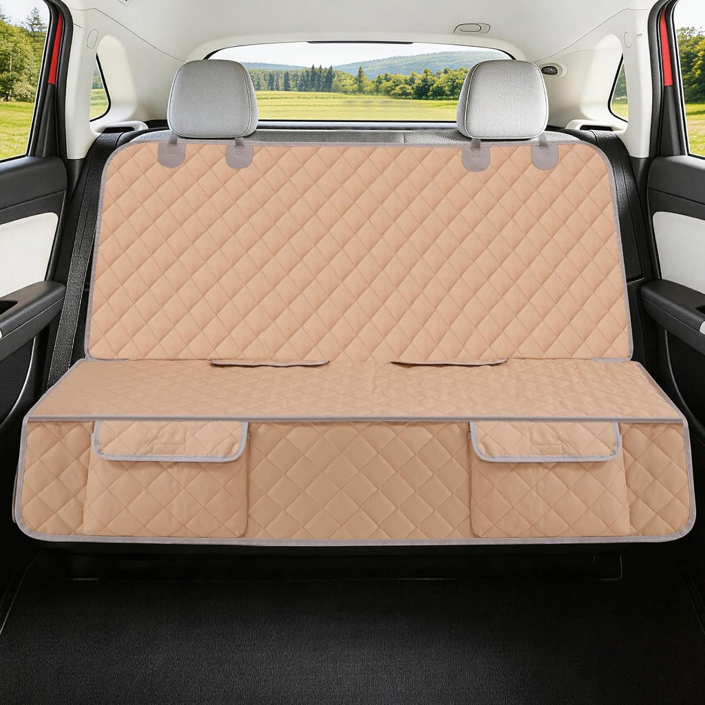 Bark Lover Dog Car Seat Cover for Back Seat Waterproof Backseat Protector, Nonslip Rear Seat Cover for Kids,Universal Size Fits Cars Trucks Suvs (Beige)