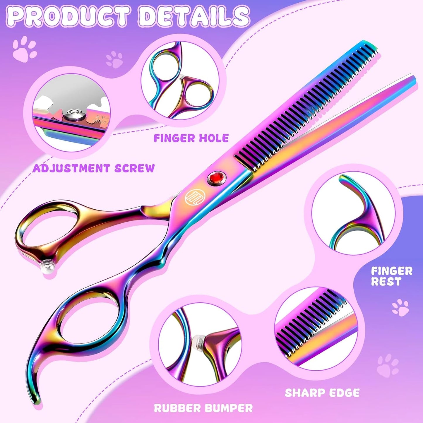 Professional Dog Grooming Scissors Set, 7 Inch/8 Inch Pet Grooming Scissors Chunkers Shears for Dog, Curved Dog Grooming Scissors, Thinning Shears for Dog with Grooming Comb | Pet Grooming Chunkers Shears for Dog, Curved Dog Grooming Scissors, Thinning Sh