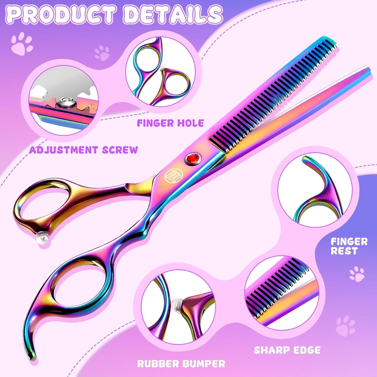 Professional Dog Grooming Scissors Set, 7 Inch/8 Inch Pet Grooming Scissors Chunkers Shears for Dog, Curved Dog Grooming Scissors, Thinning Shears for Dog with Grooming Comb | Pet Grooming Chunkers Shears for Dog, Curved Dog Grooming Scissors, Thinning Sh