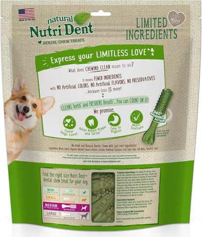 Nutri Dent Dog Dental Treats - Natural Dog Teeth Cleaning & Breath Freshener - Dental Treats for Dogs - Fresh Breath Flavor, Medium (40 Count) | for Medium Dogs 15-30 Lbs, Natural Dog Dental Chews, Helps Clean Teeth & Freshen Breath, Usa-Made, Vet Recomme