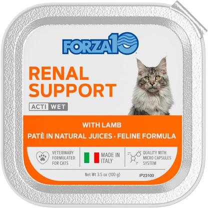 Renal Wet Cat Food for Adult Cats - 3.5 Oz, 32 Pack - Lamb Flavor | Actiwet Renal Support - Vet-Formulated, Non-Gmo - Kidney Care for Adult Cats - Made in Italy