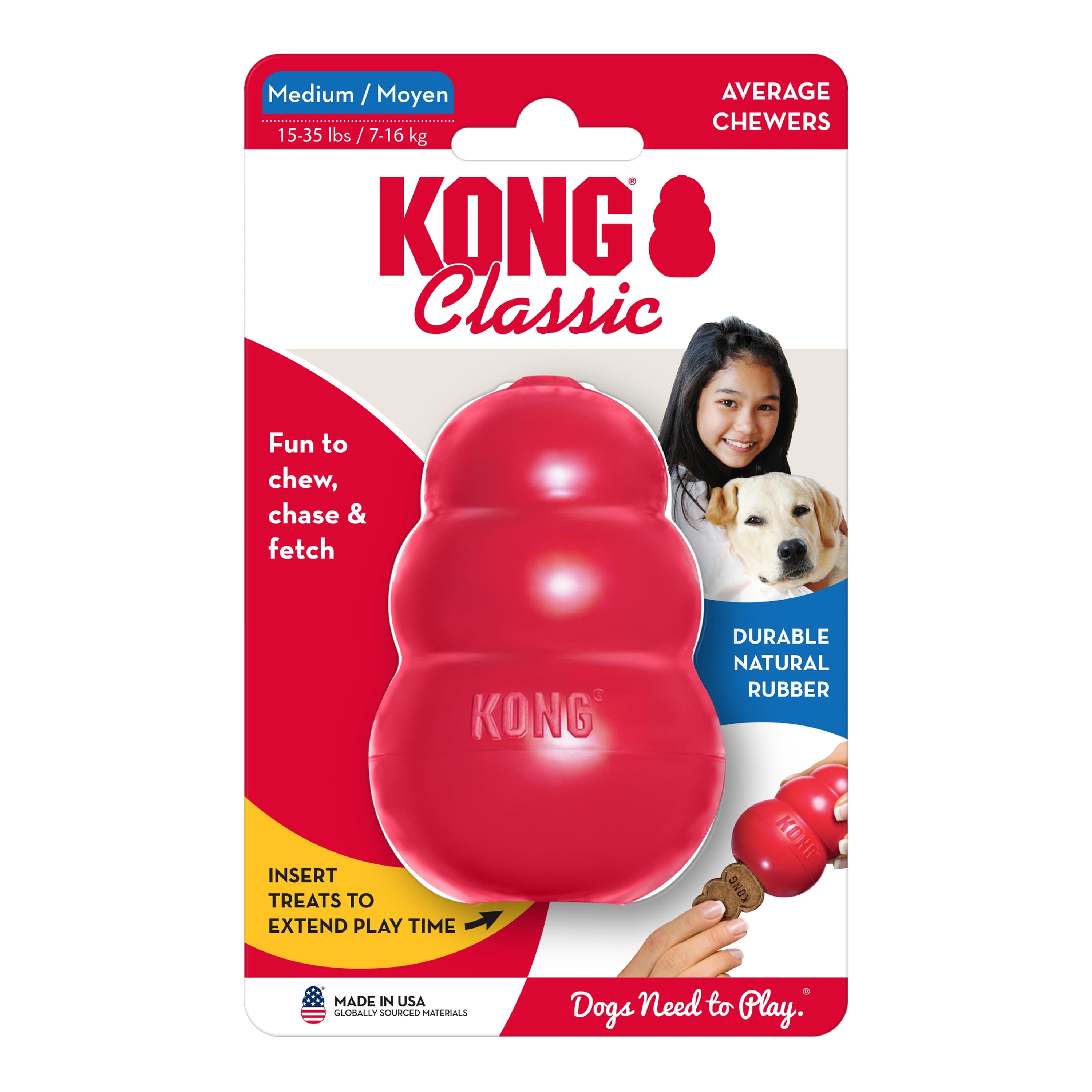 ® Classic Rubber Dog Toy for Average Chewers, Medium, for Dogs between 15-35 Lbs