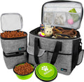 Petami Dog Travel Bag Organizer, Pet Supplies Tote Diaper Bag, Gray Large | Pet Travel Kit with 2 Food Containers & 2 Collapsible Dog Bowls, Luggage Sleeve, Weekend Getaway Road Trip Camping Essentials