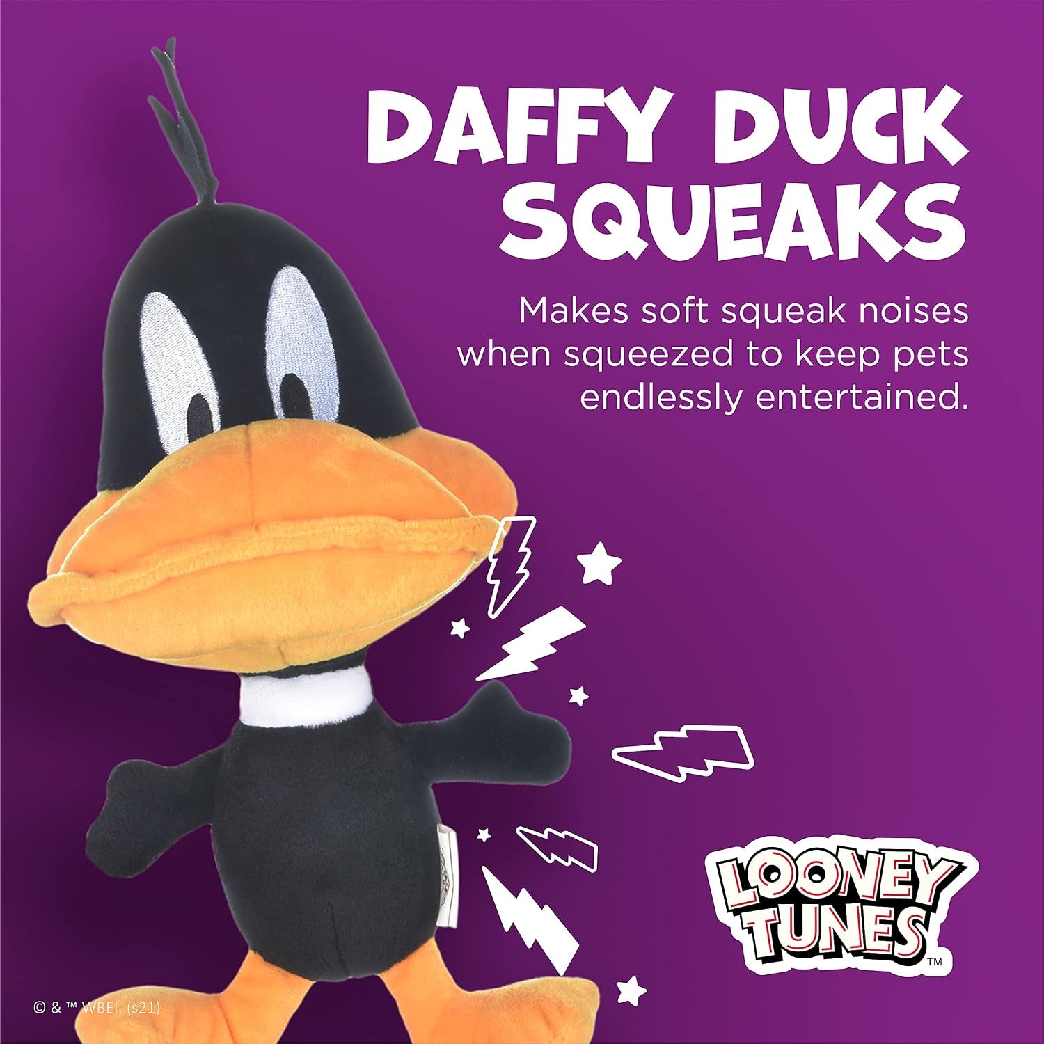 Warner Bros Looney Tunes Toys for Dogs | 6 Inch Daffy Duck Big Head Plush Dog Toy | Daffy Duck Plush Toys for All Dogs | Dog Chew Toy for Medium Dogs