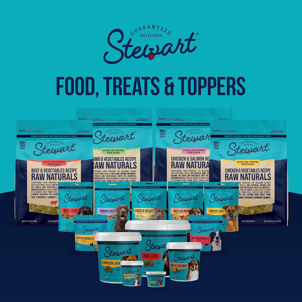 Stewart Freeze Dried Dog Treats, 100% Beef Liver, 14 Oz Tub | Premium Quality Raw Protein, Single Ingredient, High Protein Training Treats & Food Topper, No Refrigeration, Cat Friendly