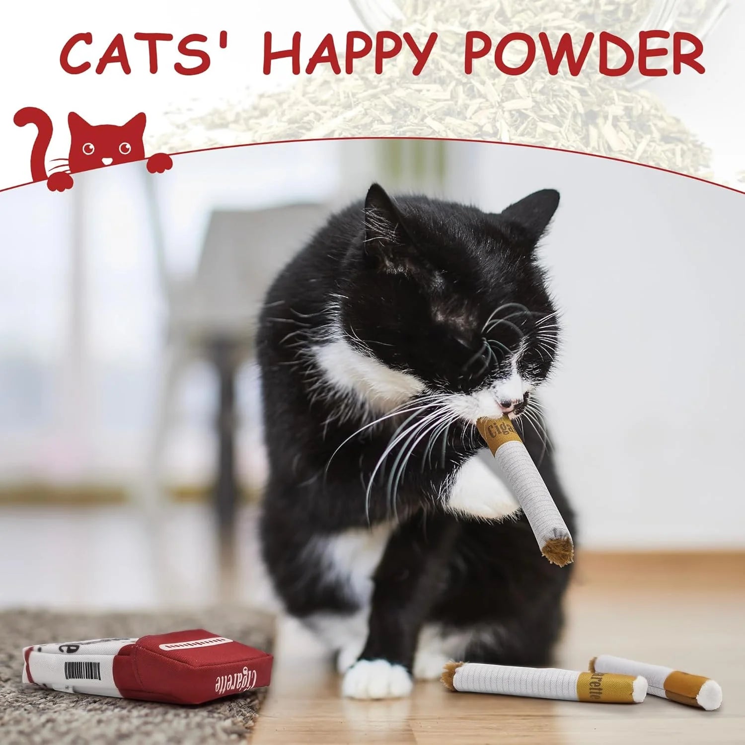 3 Pack Catnip Toys for Cats, Funny Cat Toys Filled with 100% Pure Organic Catnip, Safe Kitten Teething Chew and Kicker Toys, Stress Relieving Fun for Indoor Cats,Red