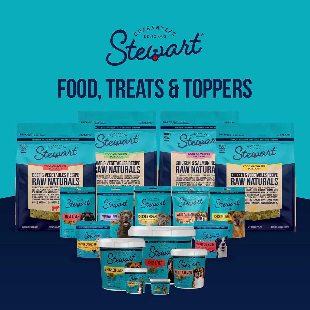 Stewart Freeze Dried Dog Treats, 100% Chicken Liver, 1.5 Oz Tub | Premium Quality Raw Protein, Single Ingredient, High Protein Training Treats & Food Topper, No Refrigeration, Cat Friendly