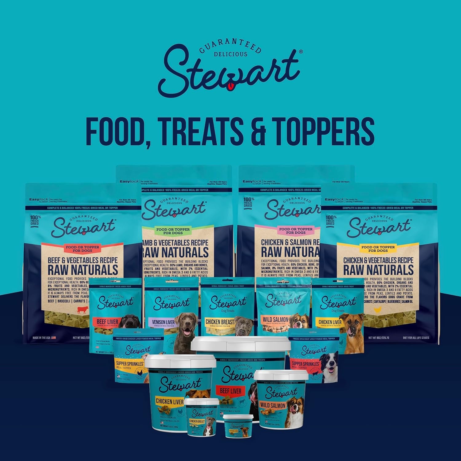 Stewart Freeze Dried Dog Treats, 100% Chicken Liver, 1.5 Oz Tub | Premium Quality Raw Protein, Single Ingredient, High Protein Training Treats & Food Topper, No Refrigeration, Cat Friendly