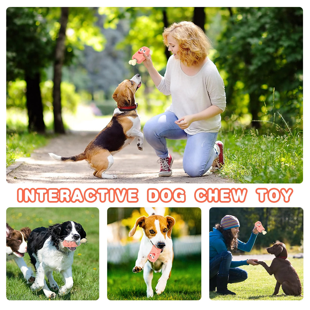 Dog Toys for Aggressive Chewers, Dog Chew Toys, Treat Dispensing Dog Puzzle Toys - Pink