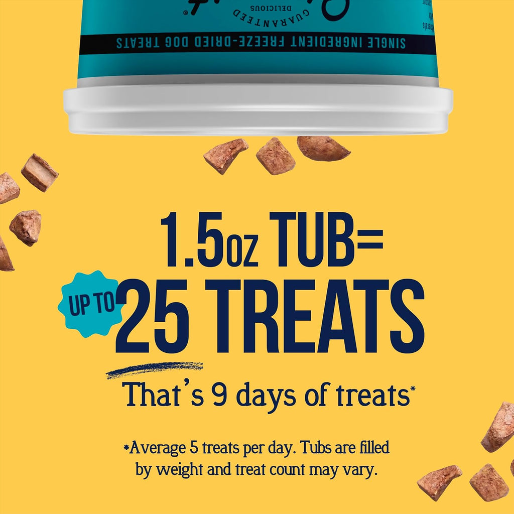 Stewart Freeze Dried Dog Treats, 100% Chicken Liver, 1.5 Oz Tub | Premium Quality Raw Protein, Single Ingredient, High Protein Training Treats & Food Topper, No Refrigeration, Cat Friendly