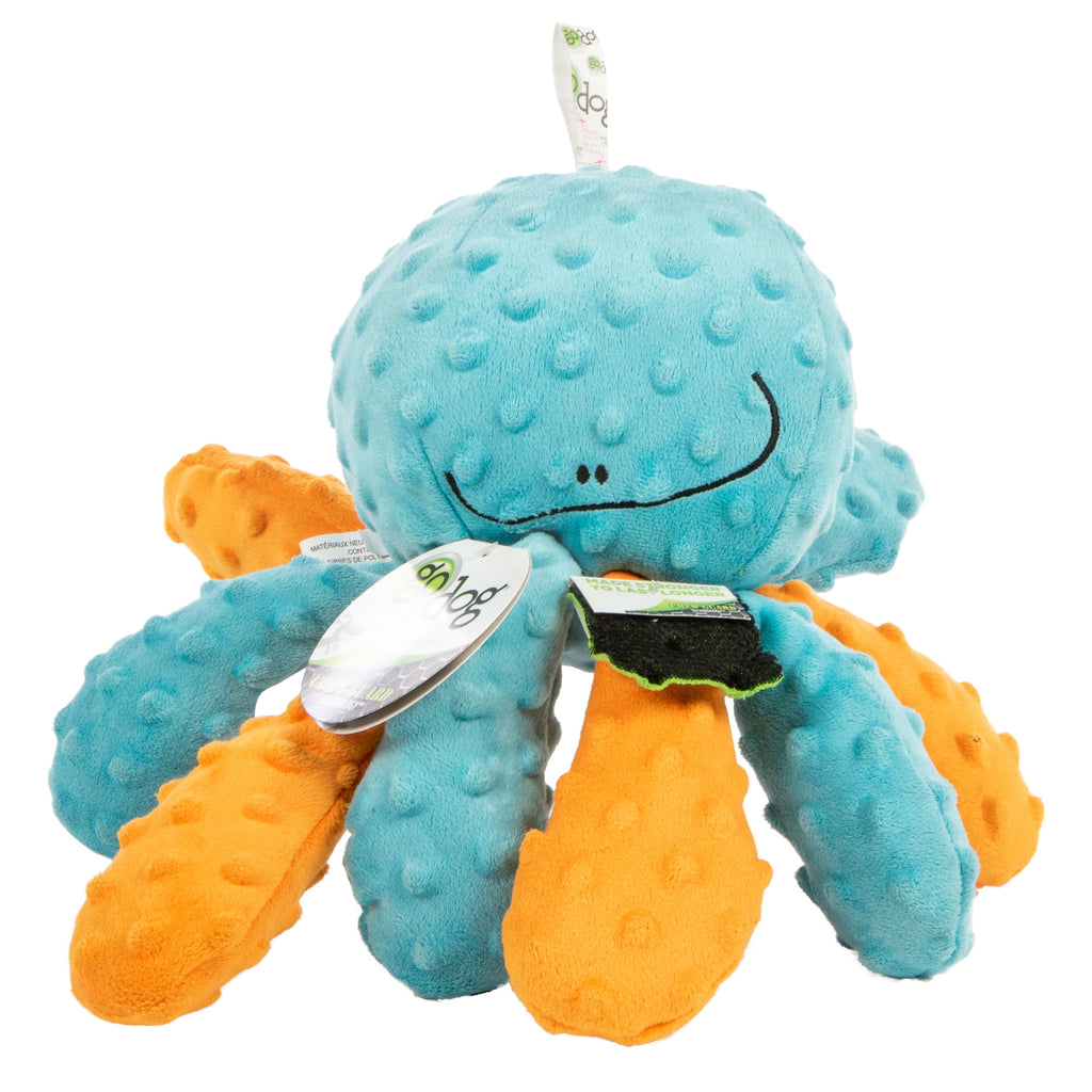 Crazy Tugs Octopus Squeaky Plush Dog Toy, Chew Guard Technology - Blue, Large