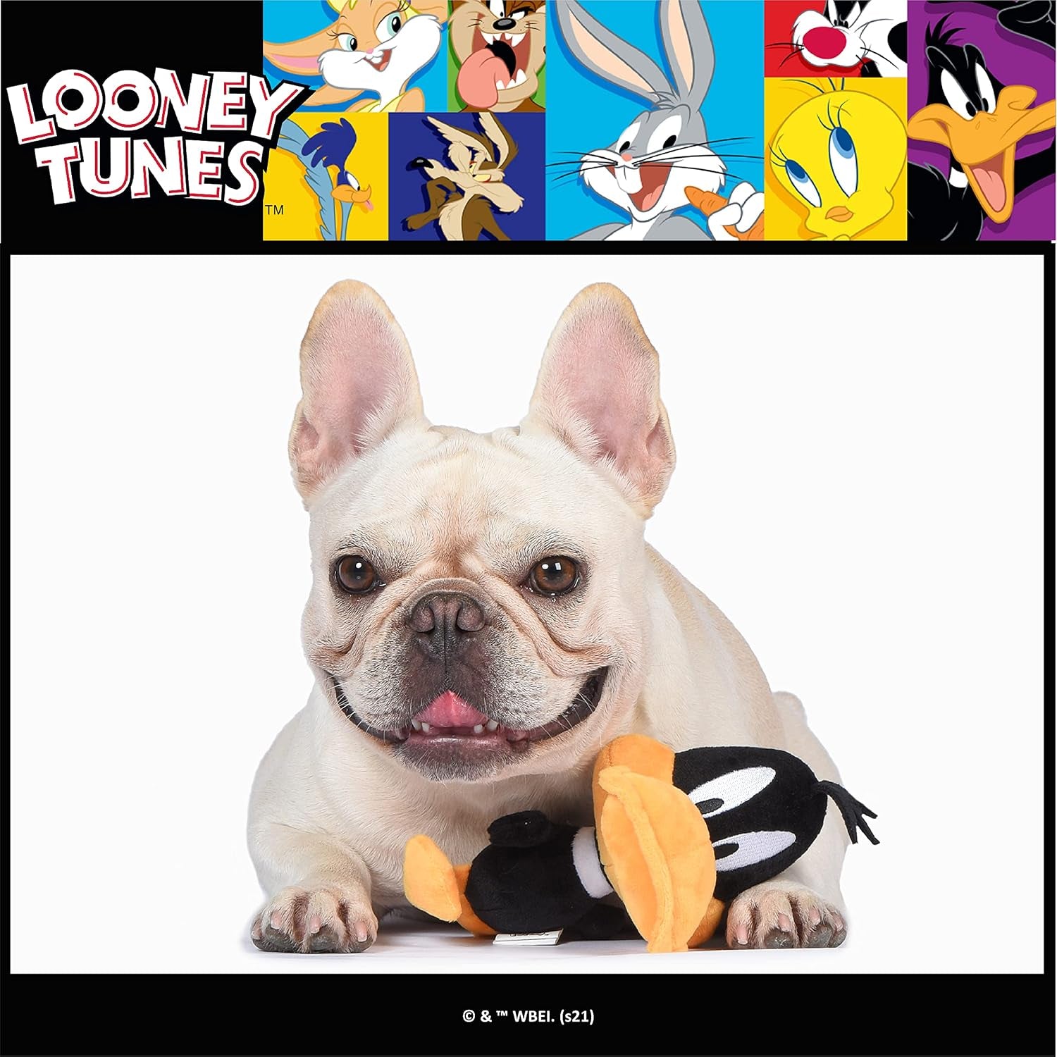Warner Bros Looney Tunes Toys for Dogs | 6 Inch Daffy Duck Big Head Plush Dog Toy | Daffy Duck Plush Toys for All Dogs | Dog Chew Toy for Medium Dogs