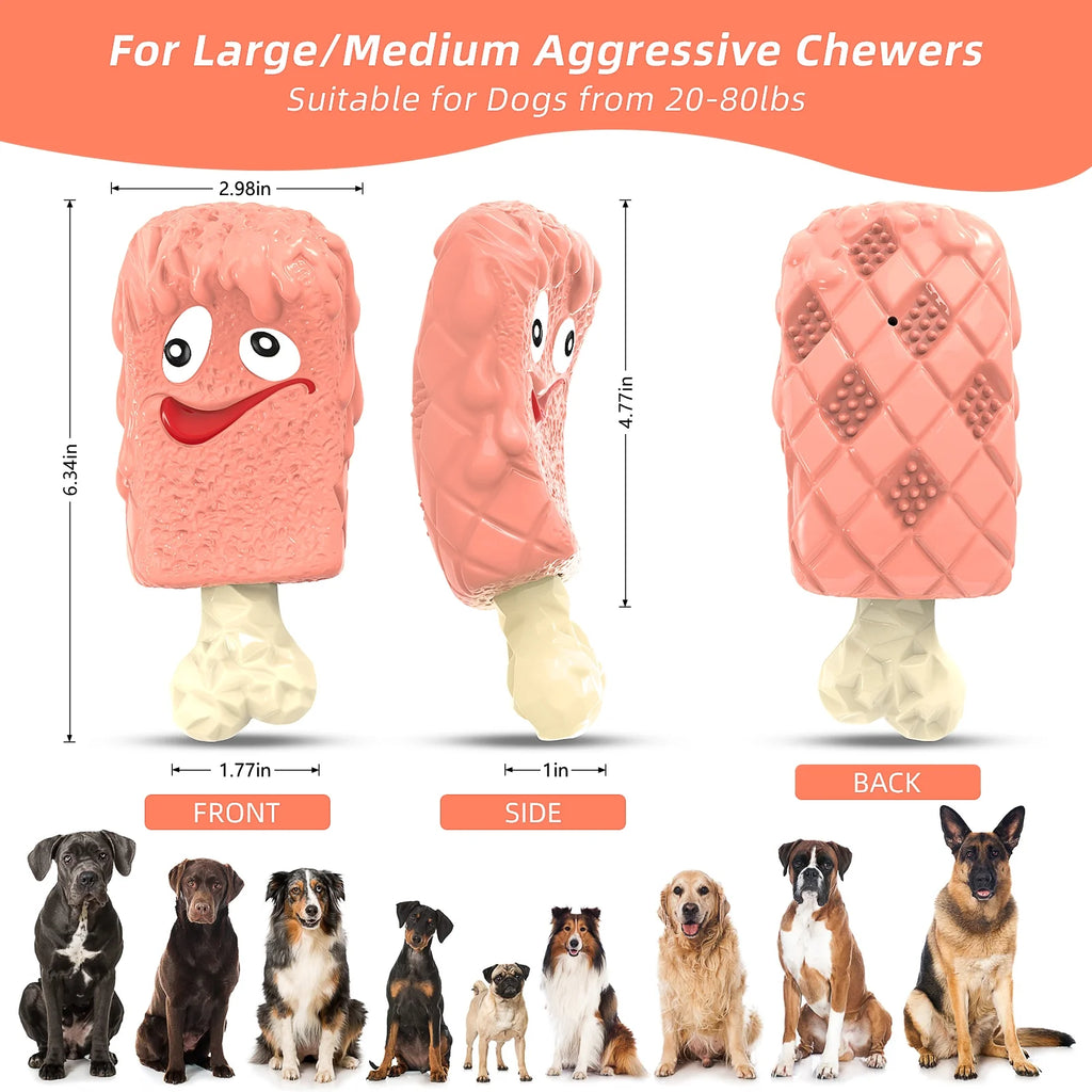 Dog Toys for Aggressive Chewers, Dog Chew Toys, Treat Dispensing Dog Puzzle Toys - Pink