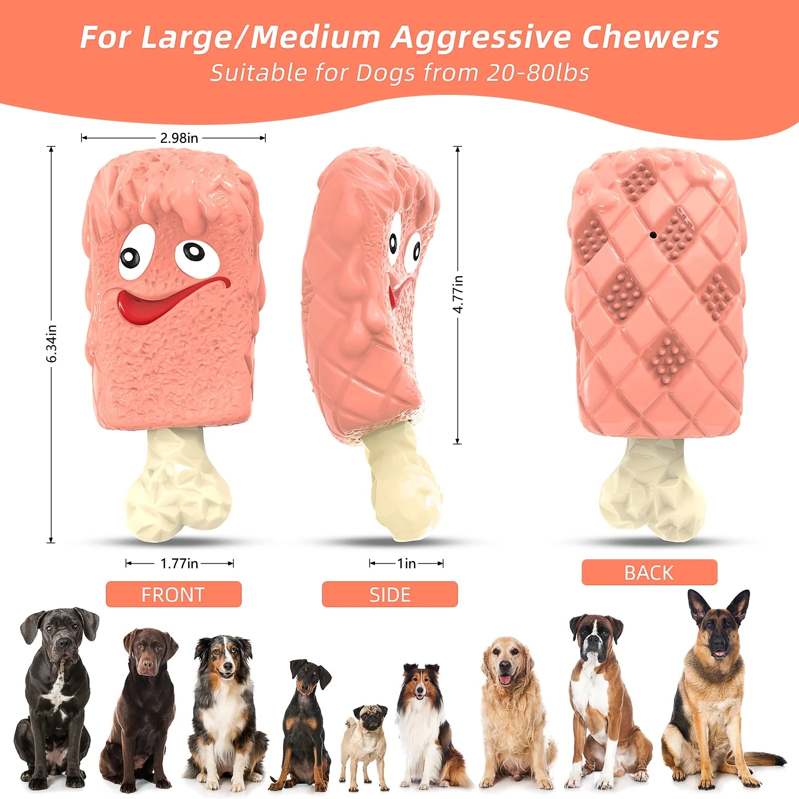 Dog Toys for Aggressive Chewers, Dog Chew Toys, Treat Dispensing Dog Puzzle Toys - Pink