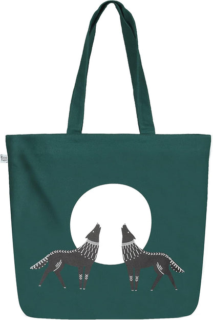 Ecoright Aesthetic Canvas Tote Bag for Women Large Zipper Tote Bags with Pocket, Womens Tote Bag for Yoga, Work, Beach