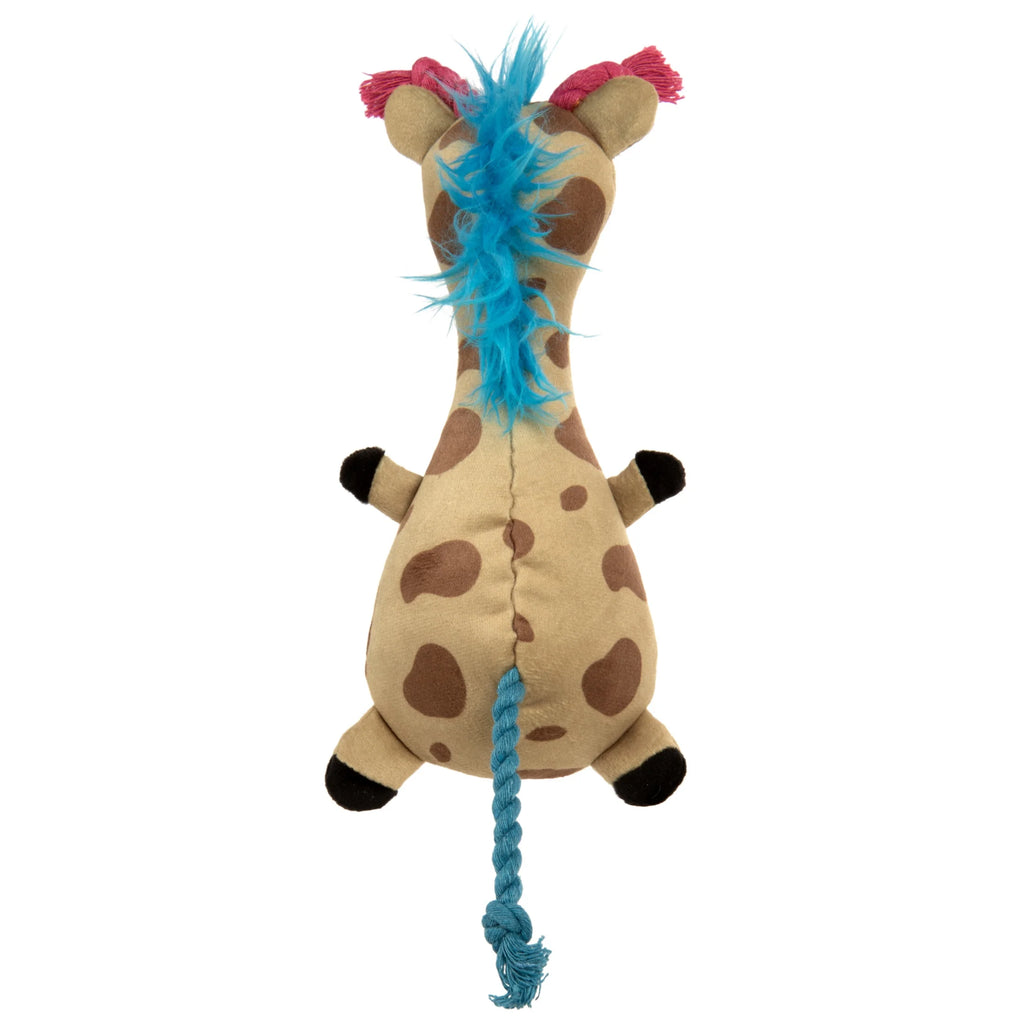 Tough 'N Fun Long Neck Giraffe Plush Squeaky Chew Guard Dog Toy, Tan Small