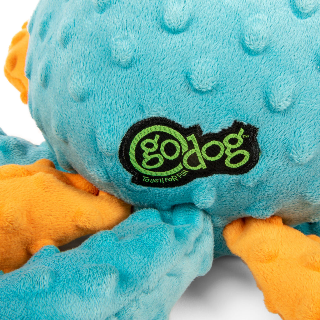 Crazy Tugs Octopus Squeaky Plush Dog Toy, Chew Guard Technology - Blue, Large