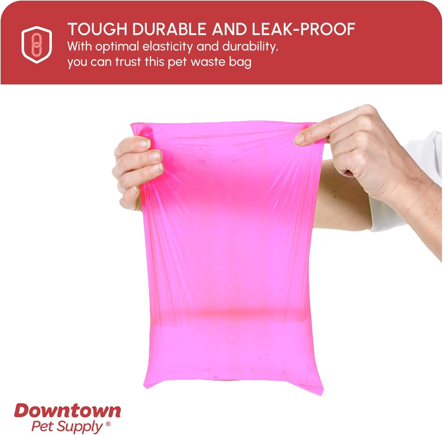 Downtown Pet Supply Poop Bags for Dogs with Dispenser, 220 Count - Leak-Proof Dog Waste Bags and Bone-Shaped Dog Poop Bags Holder for Leash - Pink, 12.5" X 8.5"